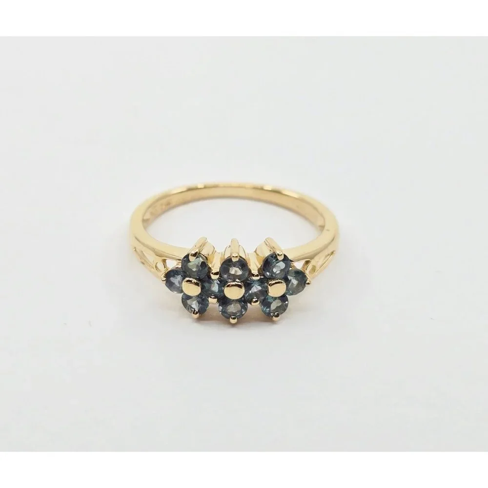 Beautiful 14K Karat Solid Yellow Gold Designer Green Spinel Ring - Size 8